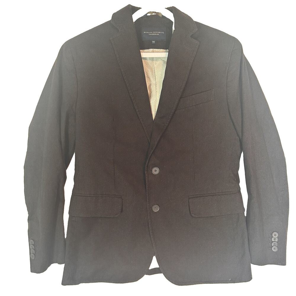 Banana Republic Men 38S Brown Microstripe Blazer Tailored Fit Cotton Sport Coat